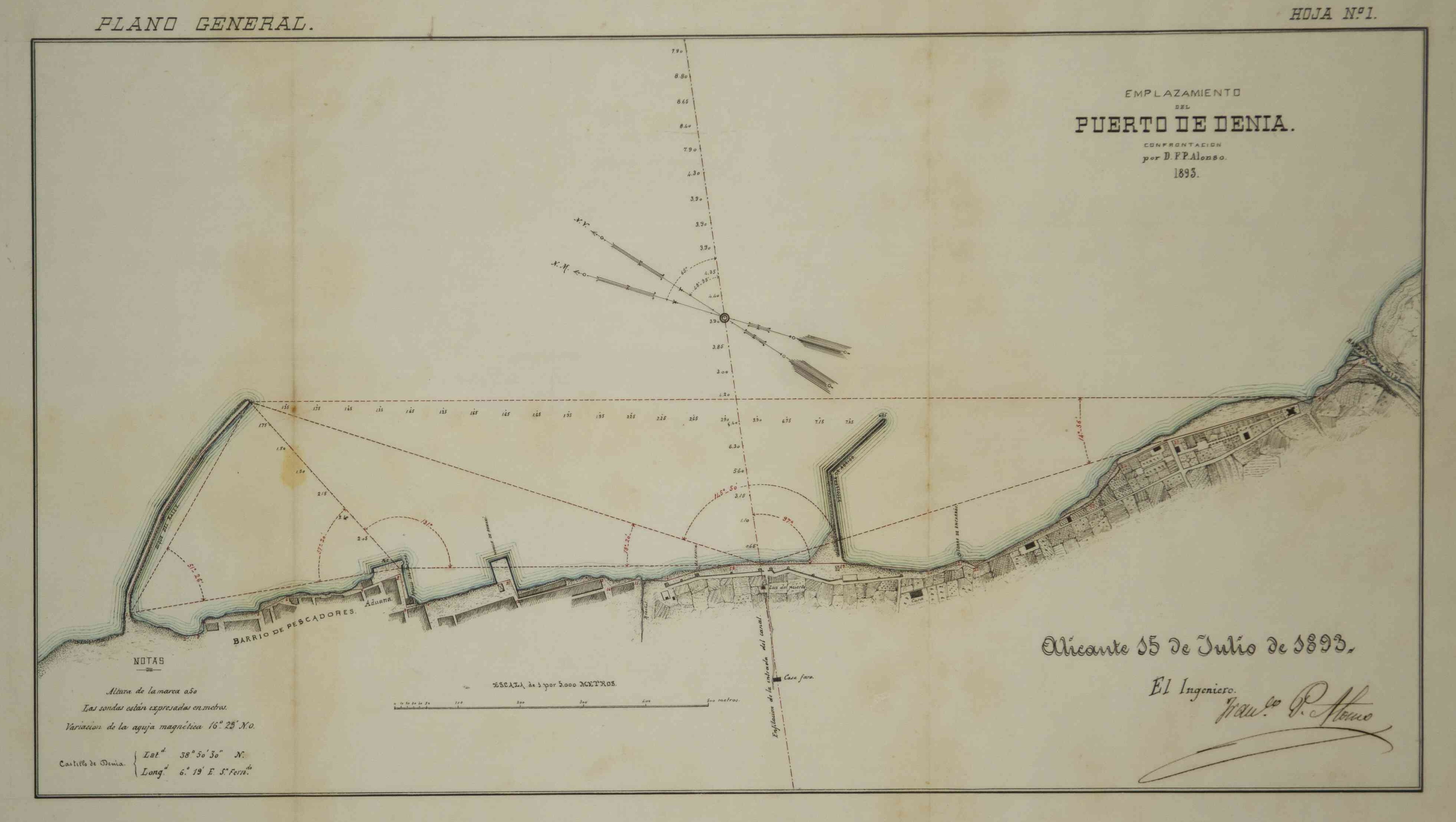 Emplazamiento del Puerto de Denia. 1893